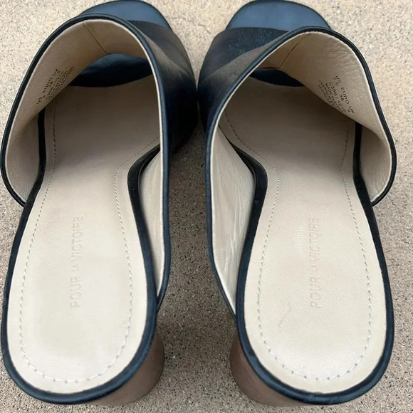 EUC Pour La Victoire Helena Side Peep Toe Chunky Block Heel Mule Sandals Sz 7.5 - Picture 9 of 14